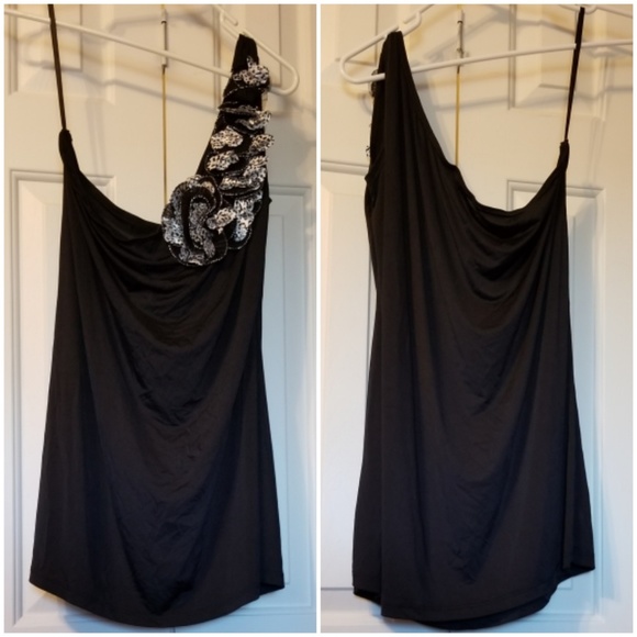 Deb Tops - Black One-Shoulder Top